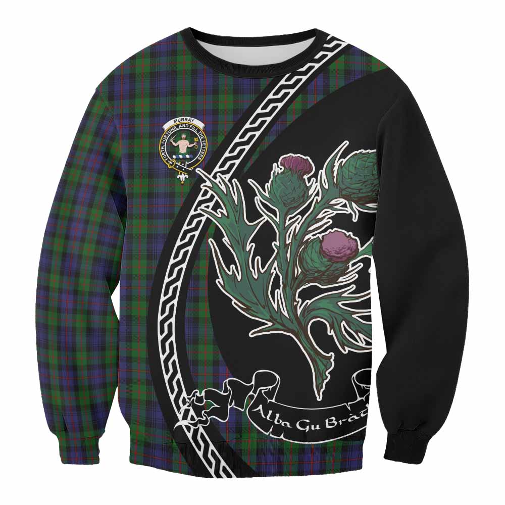 Murray Family Crest Tartan Sweatshirt Alba Thistle Inspired - Tartan Vibes Clothing