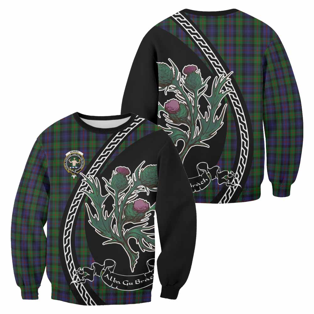 Murray Family Crest Tartan Sweatshirt Alba Thistle Inspired - Tartan Vibes Clothing