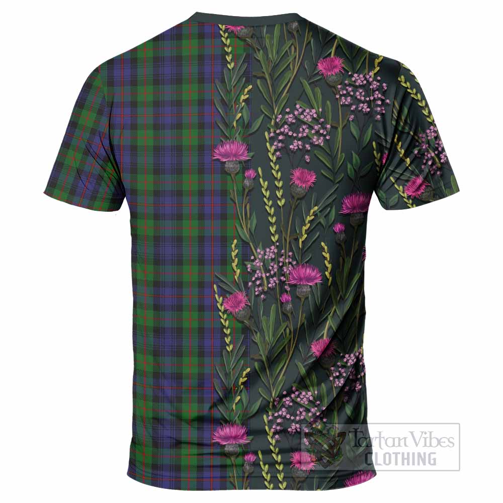 Murray Family Crest Tartan T-Shirt Scottish Thistle Flower Pattern Half Style - Tartan Vibes Clothing
