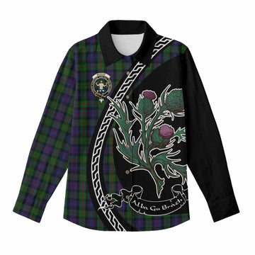 Murray Family Crest Tartan Women Casual Shirt Alba Thistle Inspired