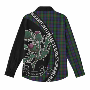 Murray Family Crest Tartan Women Casual Shirt Alba Thistle Inspired