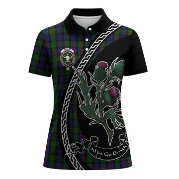 Murray Family Crest Tartan Women Polo Shirt Alba Thistle Inspired - Tartan Vibes Clothing
