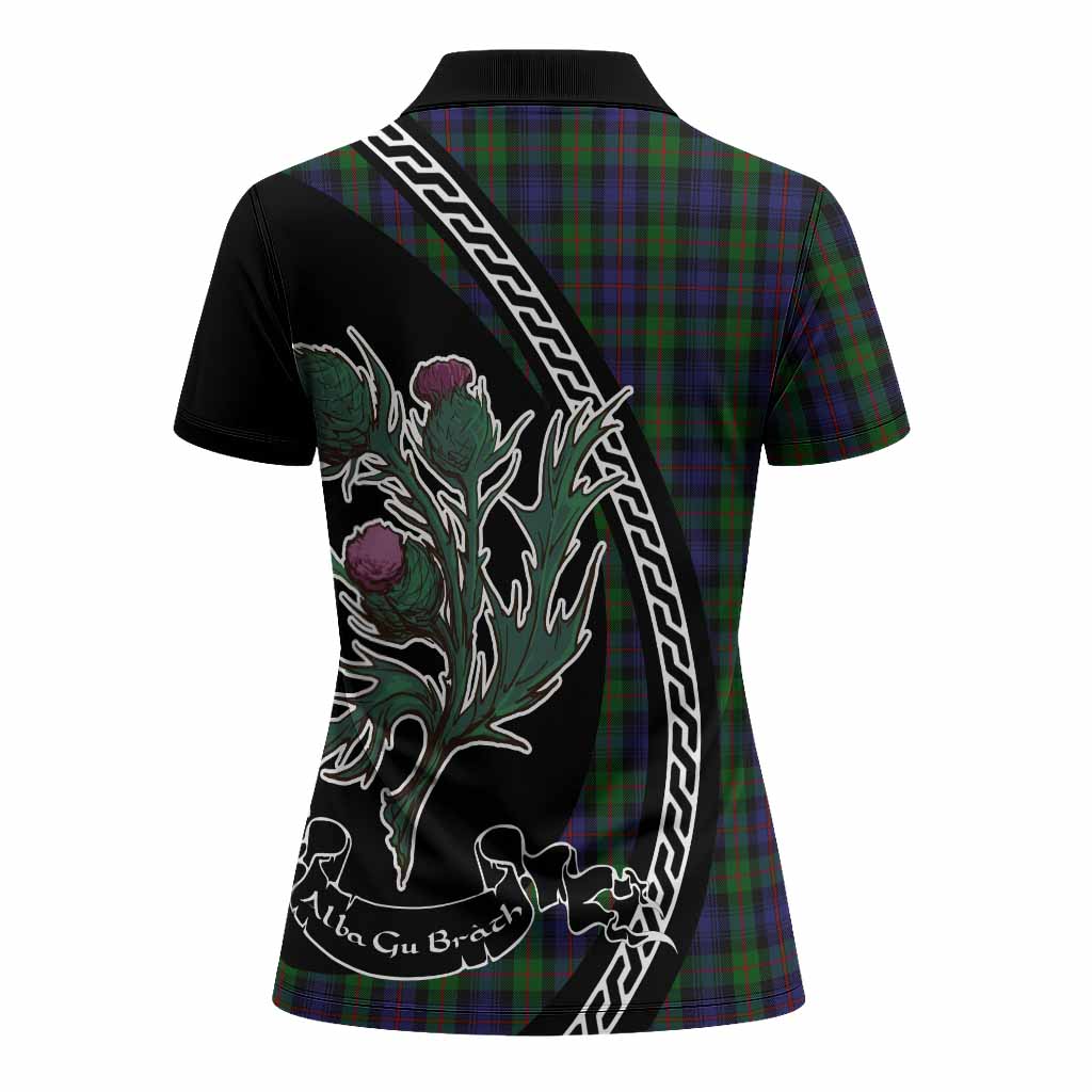 Murray Family Crest Tartan Women Polo Shirt Alba Thistle Inspired - Tartan Vibes Clothing
