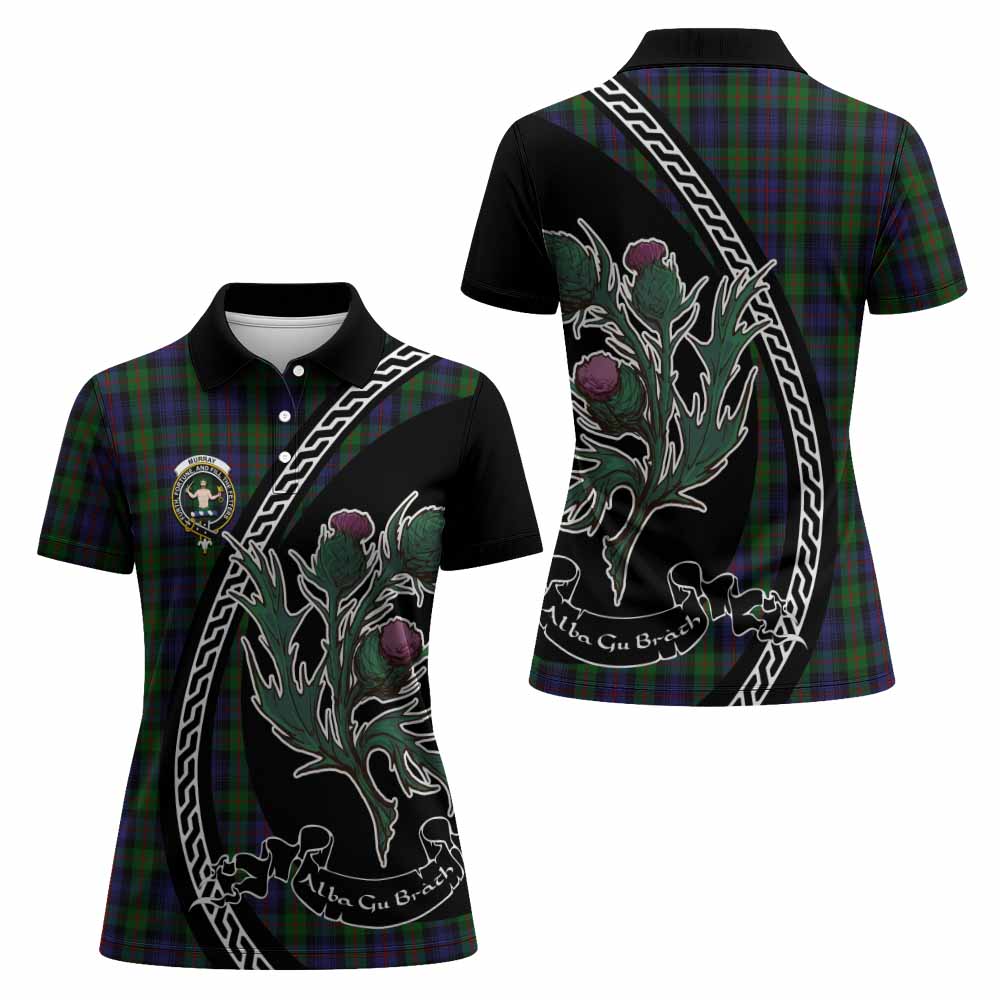 Murray Family Crest Tartan Women Polo Shirt Alba Thistle Inspired - Tartan Vibes Clothing