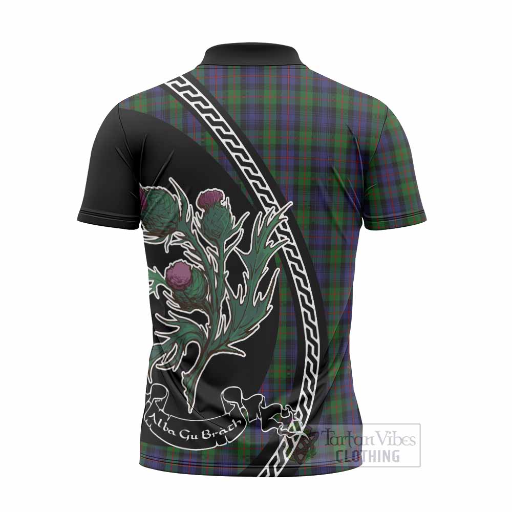 Murray Family Crest Tartan Zipper Polo Shirt Alba Thistle Inspired - Tartan Vibes Clothing