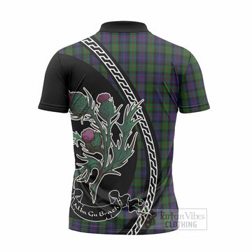 Murray Family Crest Tartan Zipper Polo Shirt Alba Thistle Inspired