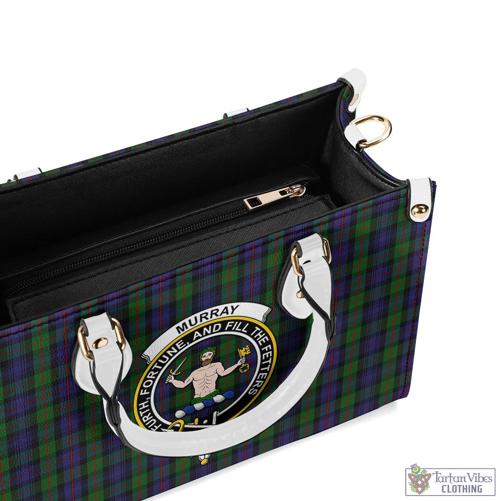 Tartan Vibes Clothing Murray of Atholl Tartan Luxury Leather Handbags with Family Crest