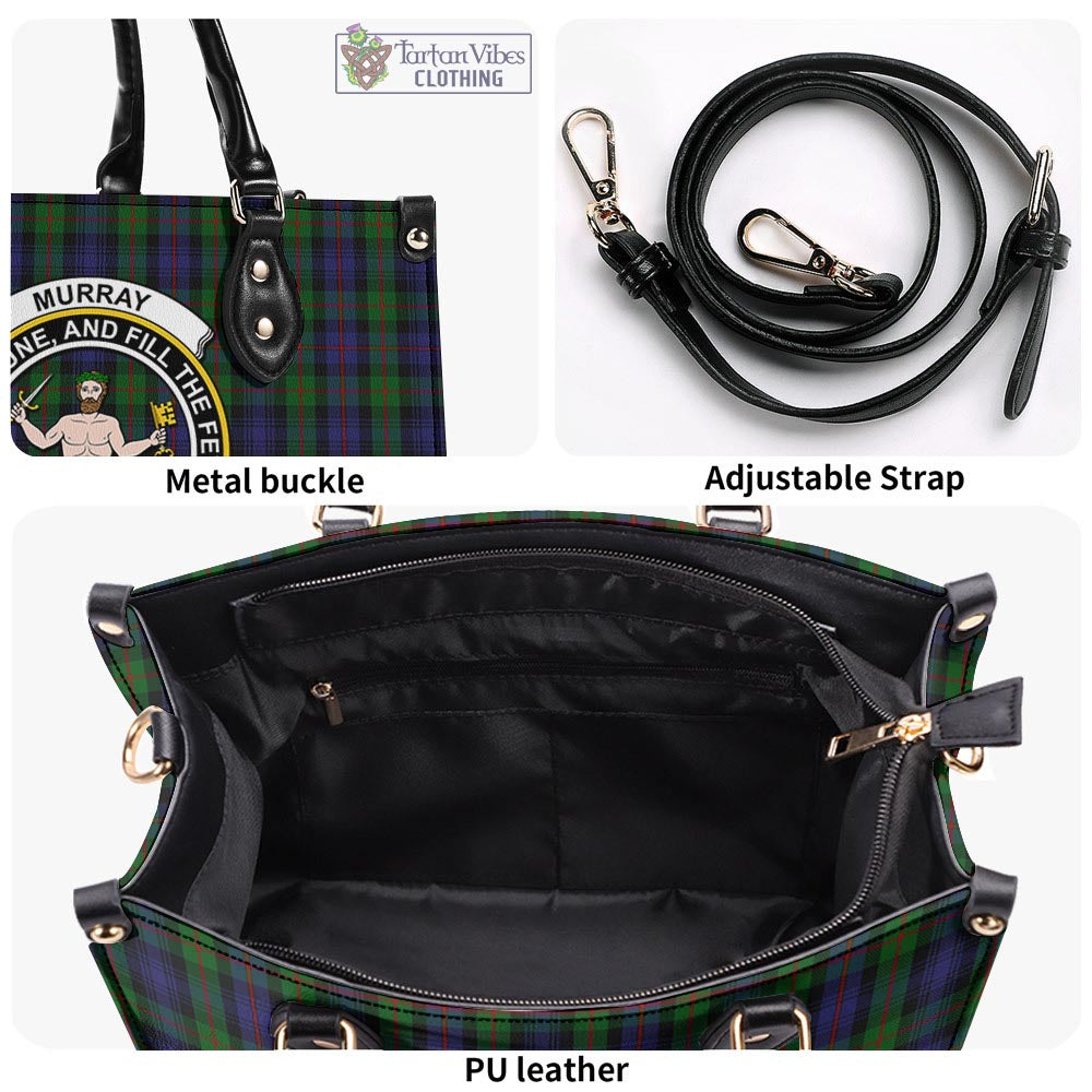 Tartan Vibes Clothing Murray of Atholl Tartan Luxury Leather Handbags with Family Crest