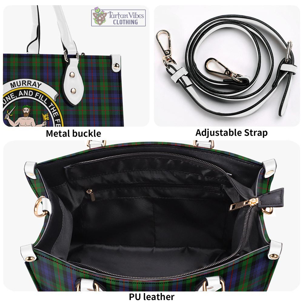 Tartan Vibes Clothing Murray of Atholl Tartan Luxury Leather Handbags with Family Crest