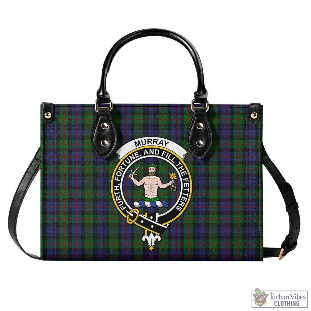 Tartan Vibes Clothing Murray of Atholl Tartan Luxury Leather Handbags with Family Crest