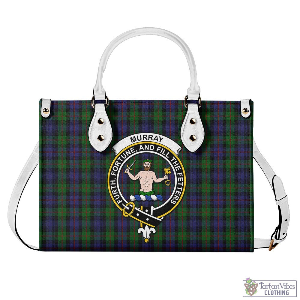 Tartan Vibes Clothing Murray of Atholl Tartan Luxury Leather Handbags with Family Crest