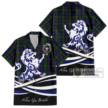 Murray Tartan Hawaiian Shirt with Alba Gu Brath Regal Lion Emblem