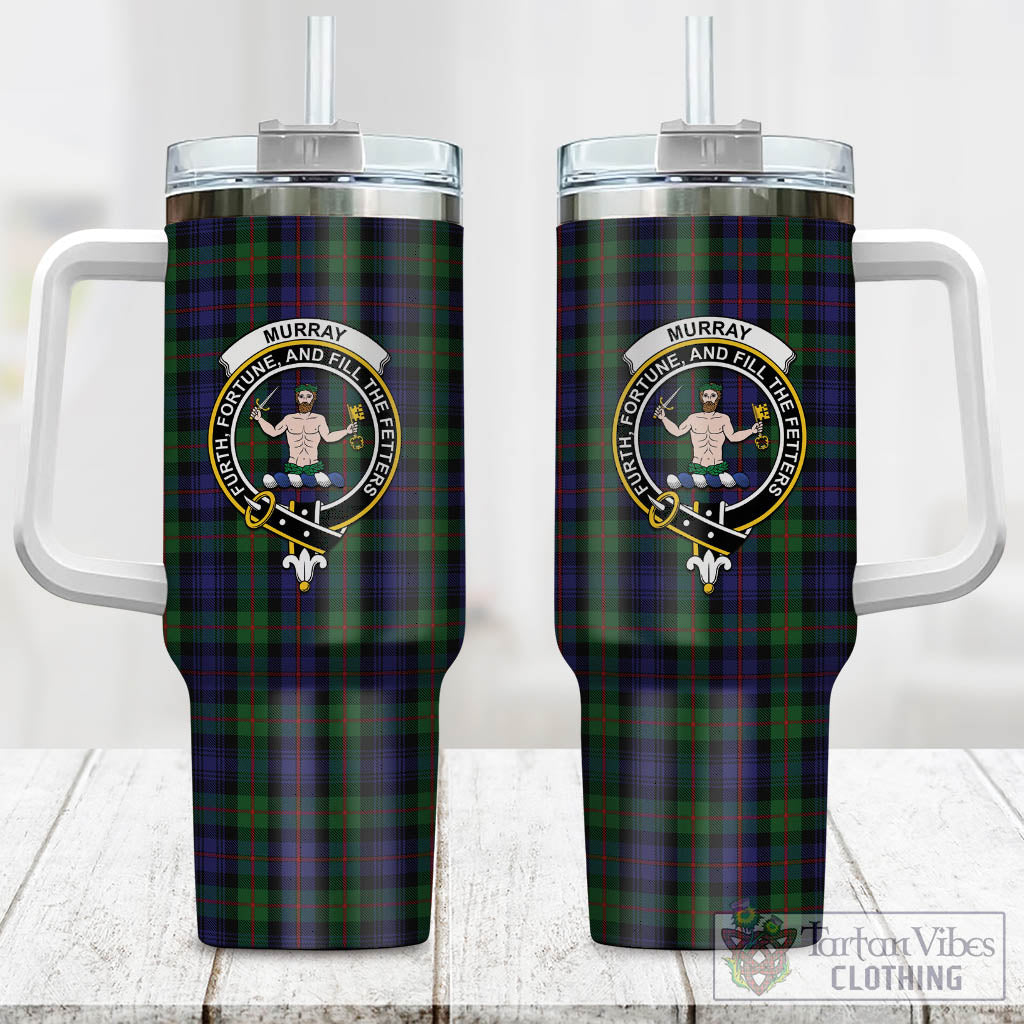 Tartan Vibes Clothing Murray of Atholl Tartan and Family Crest Tumbler with Handle
