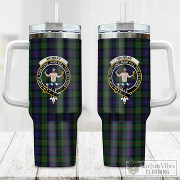 Murray of Atholl Tartan and Family Crest Tumbler with Handle
