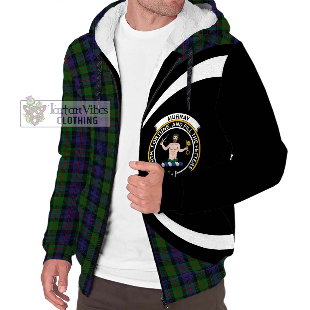 Murray Tartan Sherpa Hoodie with Family Crest Circle Style Unisex S - Tartan Vibes Clothing