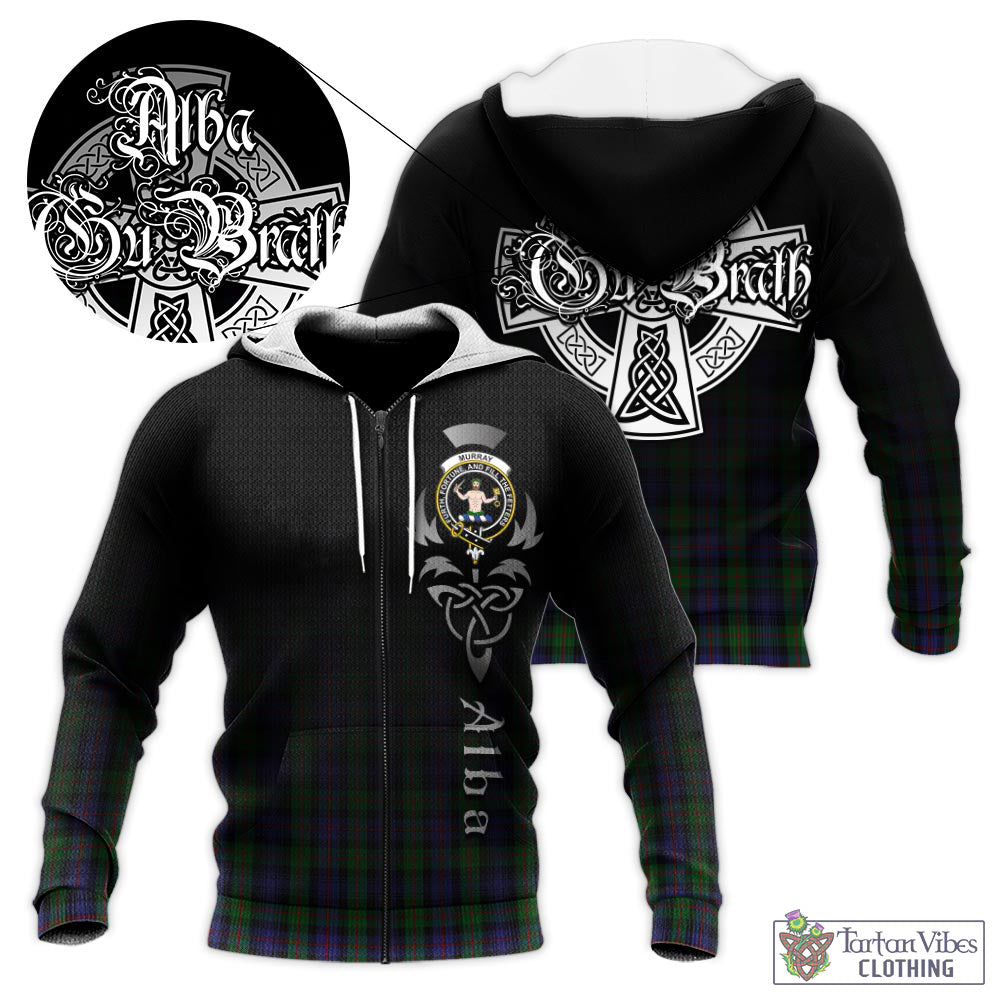 Tartan Vibes Clothing Murray of Atholl Tartan Knitted Hoodie Featuring Alba Gu Brath Family Crest Celtic Inspired