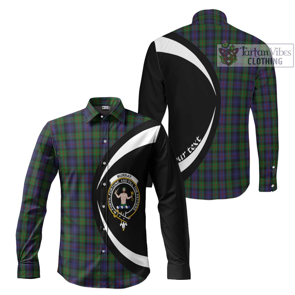 Murray Tartan Long Sleeve Button Up with Family Crest Circle Style Men's Shirt S - Tartan Vibes Clothing