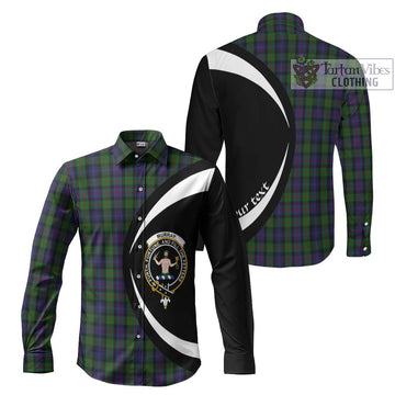 Murray Tartan Long Sleeve Button Up with Family Crest Circle Style Men's Shirt S - Tartan Vibes Clothing