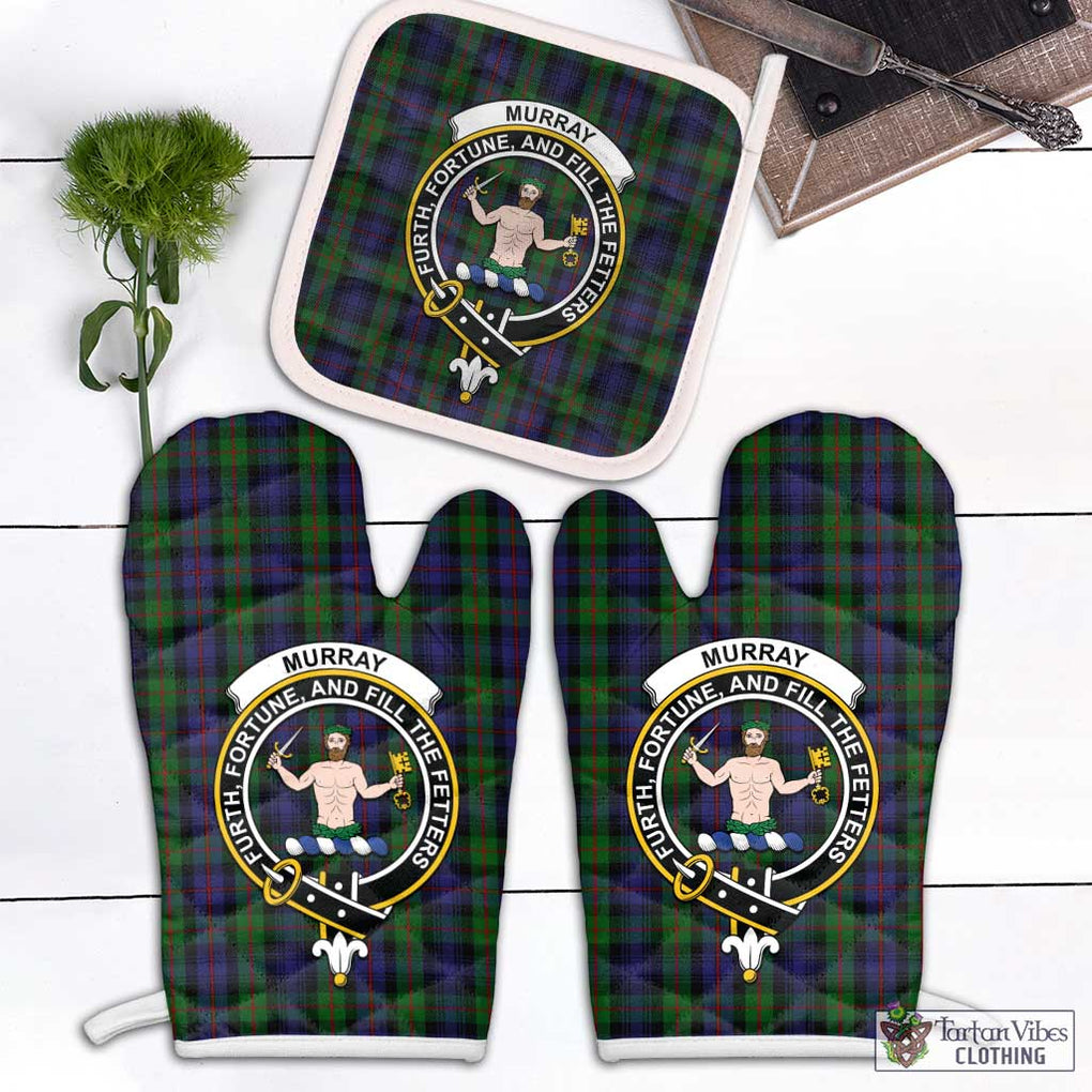 Murray Tartan Combo Oven Mitt & Pot-Holder with Family Crest Combo 1 Oven Mitt & 1 Pot-Holder White - Tartan Vibes Clothing