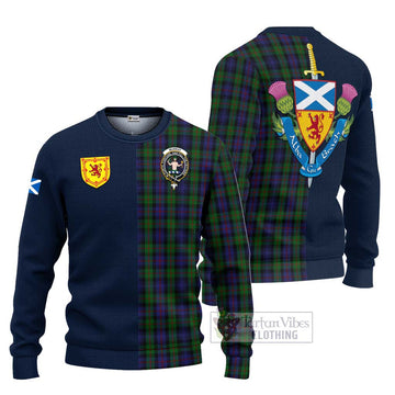 Tartan Vibes Clothing Murray of Atholl Tartan Knitted Sweater with Scottish Lion Royal Arm Half Style