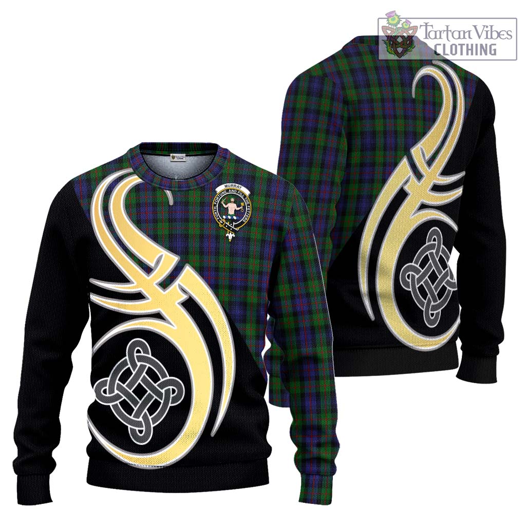 Murray Tartan Knitted Sweater with Family Crest and Celtic Symbol Style Unisex - Tartan Vibes Clothing
