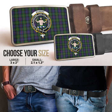 Murray of Atholl Tartan Belt Buckles with Family Crest