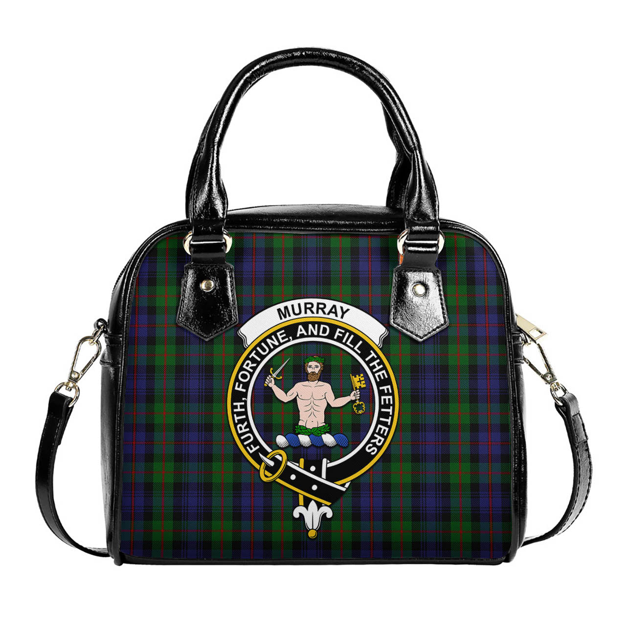 Murray of Atholl Tartan Shoulder Handbags with Family Crest One Size 6*25*22 cm - Tartanvibesclothing