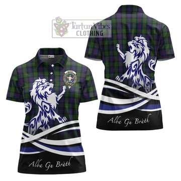 Murray Tartan Women's Polo Shirt with Alba Gu Brath Regal Lion Emblem Women - Tartanvibesclothing Shop
