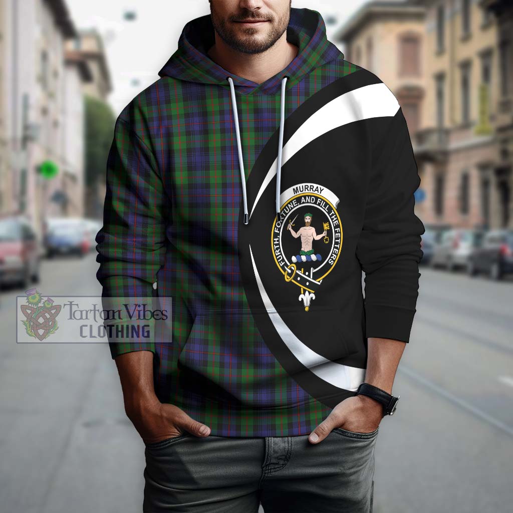 Murray Tartan Hoodie with Family Crest Circle Style Zip Hoodie - Tartan Vibes Clothing
