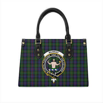 Murray of Atholl Tartan Leather Bag with Family Crest