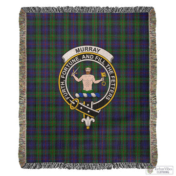 Murray of Atholl Tartan Woven Blanket with Family Crest