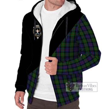 Murray Tartan Sherpa Hoodie with Family Crest and Military Logo Style