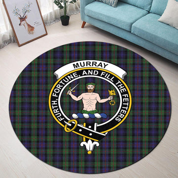murray-of-atholl-tartan-round-rug-with-family-crest