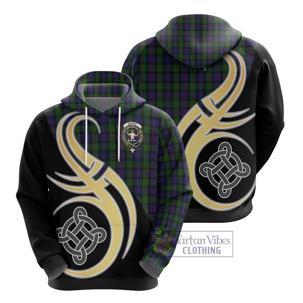 Murray Tartan Hoodie with Family Crest and Celtic Symbol Style - Tartan Vibes Clothing