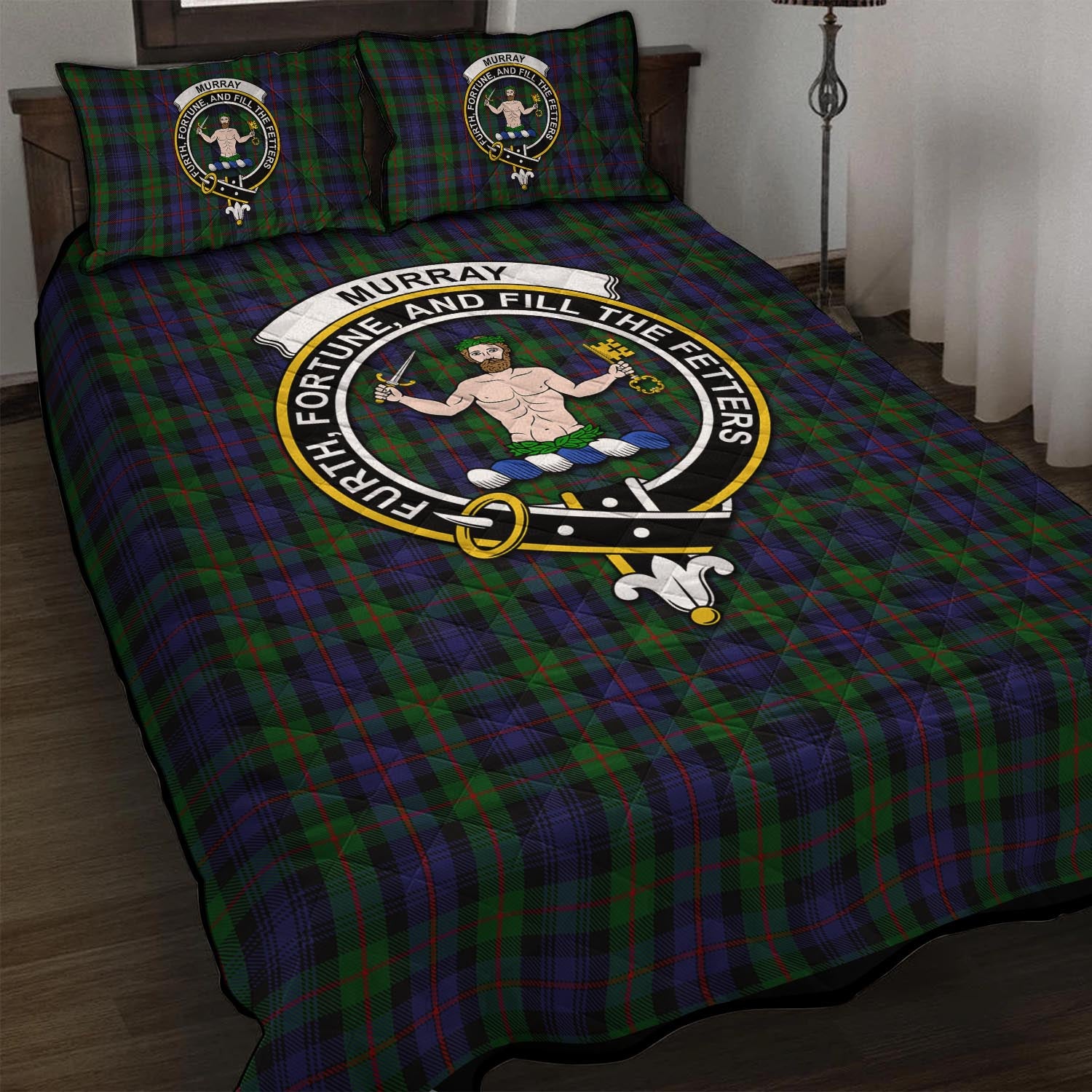 Murray Tartan Quilt Bed Set with Family Crest - Tartan Vibes Clothing