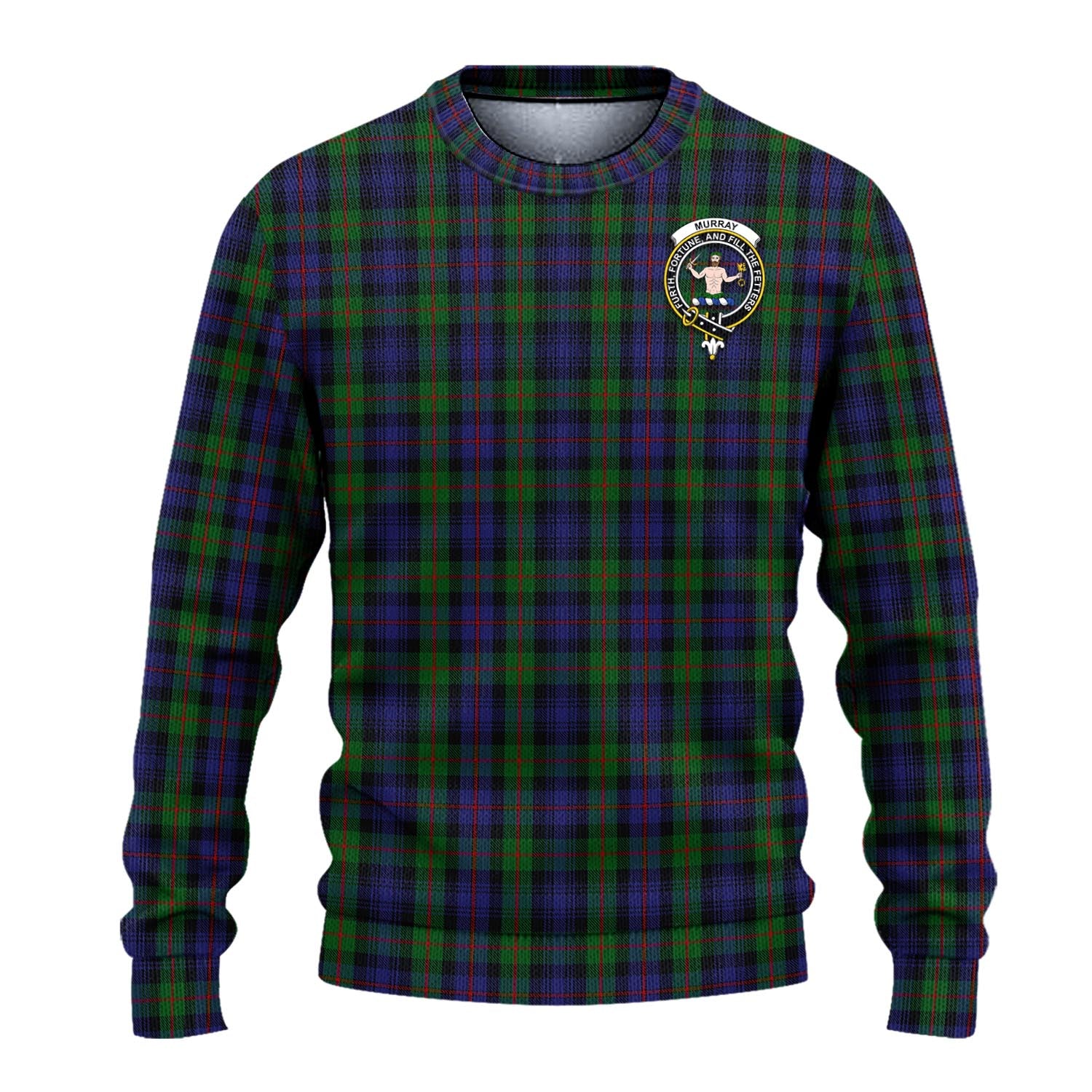Murray of Atholl Tartan Knitted Sweater with Family Crest - Tartanvibesclothing