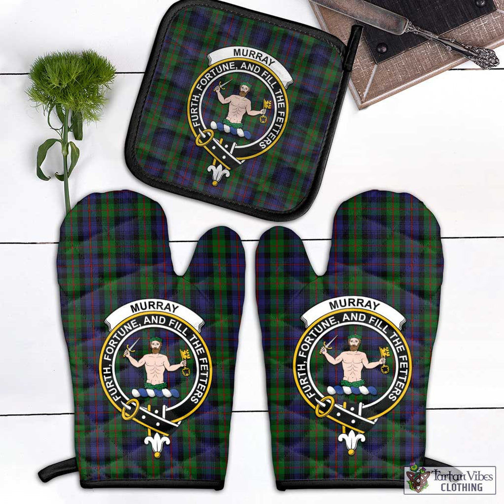Murray Tartan Combo Oven Mitt & Pot-Holder with Family Crest Combo 1 Oven Mitt & 1 Pot-Holder Black - Tartan Vibes Clothing