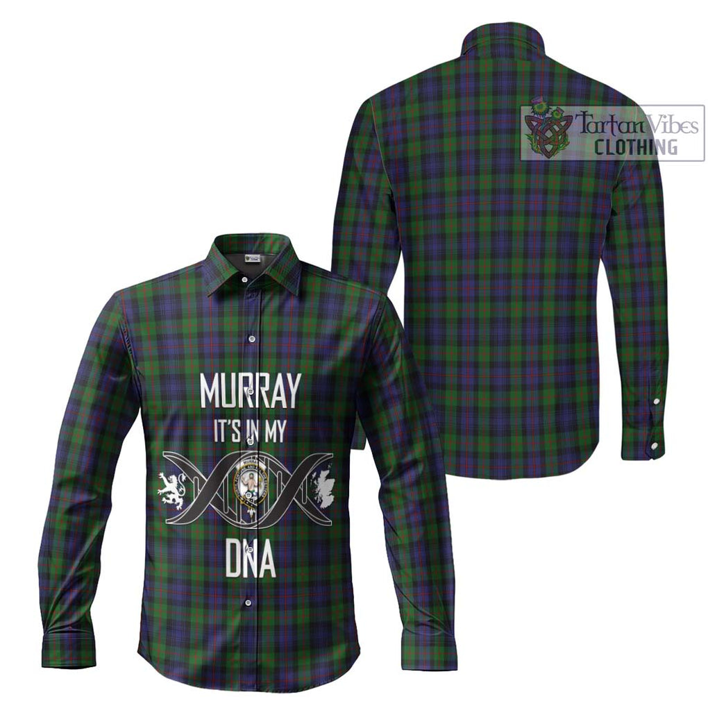 Murray Tartan Long Sleeve Button Shirt with Family Crest DNA In Me Style Men's Shirt - Tartanvibesclothing Shop