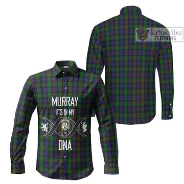 Murray Tartan Long Sleeve Button Shirt with Family Crest DNA In Me Style Men's Shirt - Tartanvibesclothing Shop