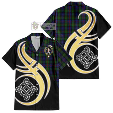 Murray Tartan Hawaiian Shirt with Family Crest and Celtic Symbol Style