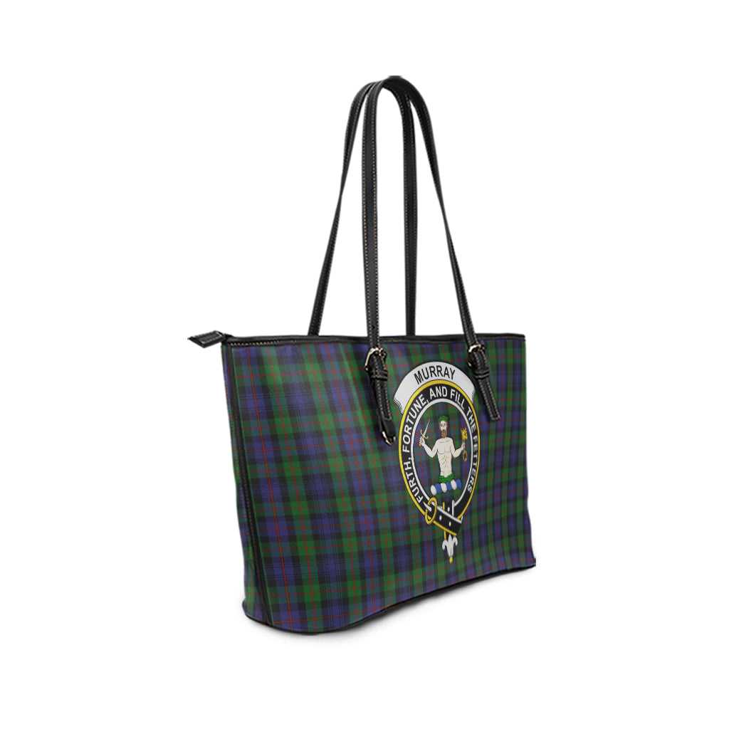 Murray Tartan Leather Tote Bag with Family Crest - Tartan Vibes Clothing