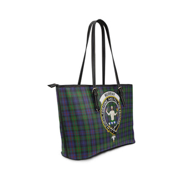Murray of Atholl Tartan Leather Tote Bag with Family Crest