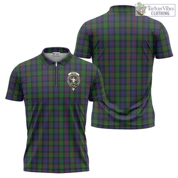 Murray Tartan Zipper Polo Shirt with Family Crest