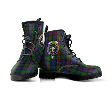 Murray of Atholl Tartan Leather Boots with Family Crest