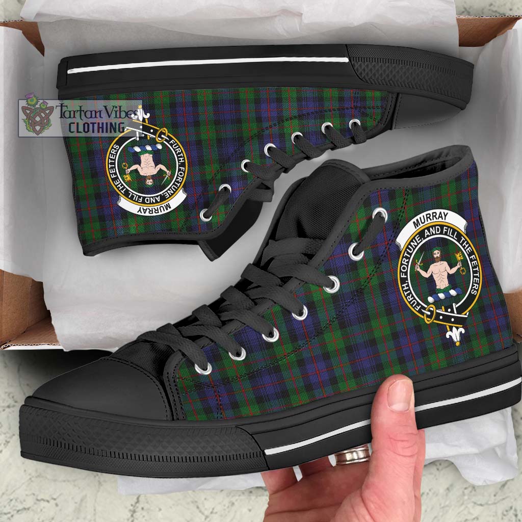 Tartan Vibes Clothing Murray of Atholl Tartan High Top Shoes with Family Crest