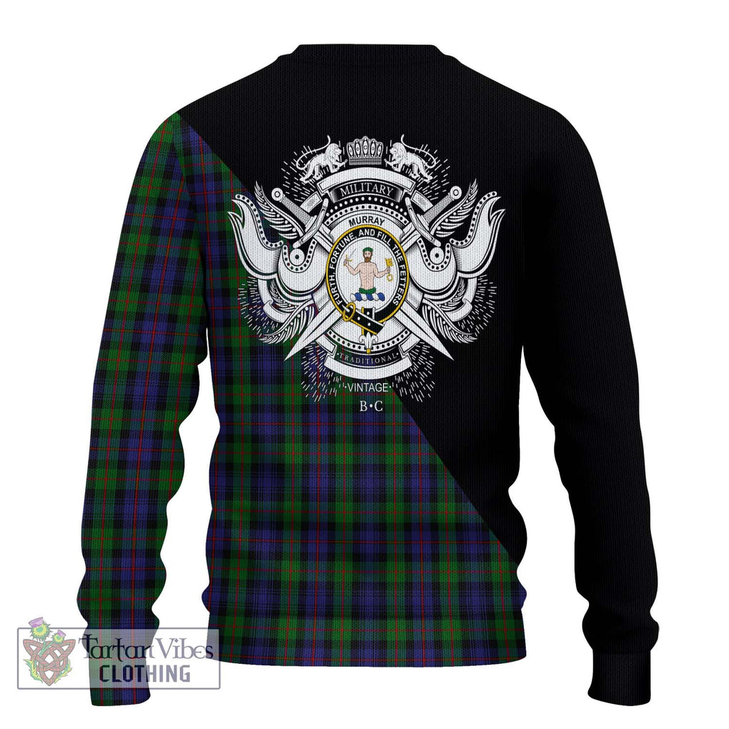 Murray Tartan Knitted Sweater with Family Crest and Military Logo Style - Tartanvibesclothing Shop