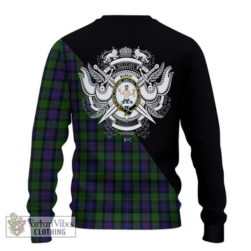 Murray Tartan Knitted Sweater with Family Crest and Military Logo Style - Tartanvibesclothing Shop