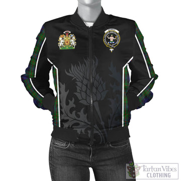 Murray Tartan Bomber Jacket with Family Crest and Scottish Thistle Vibes Sport Style