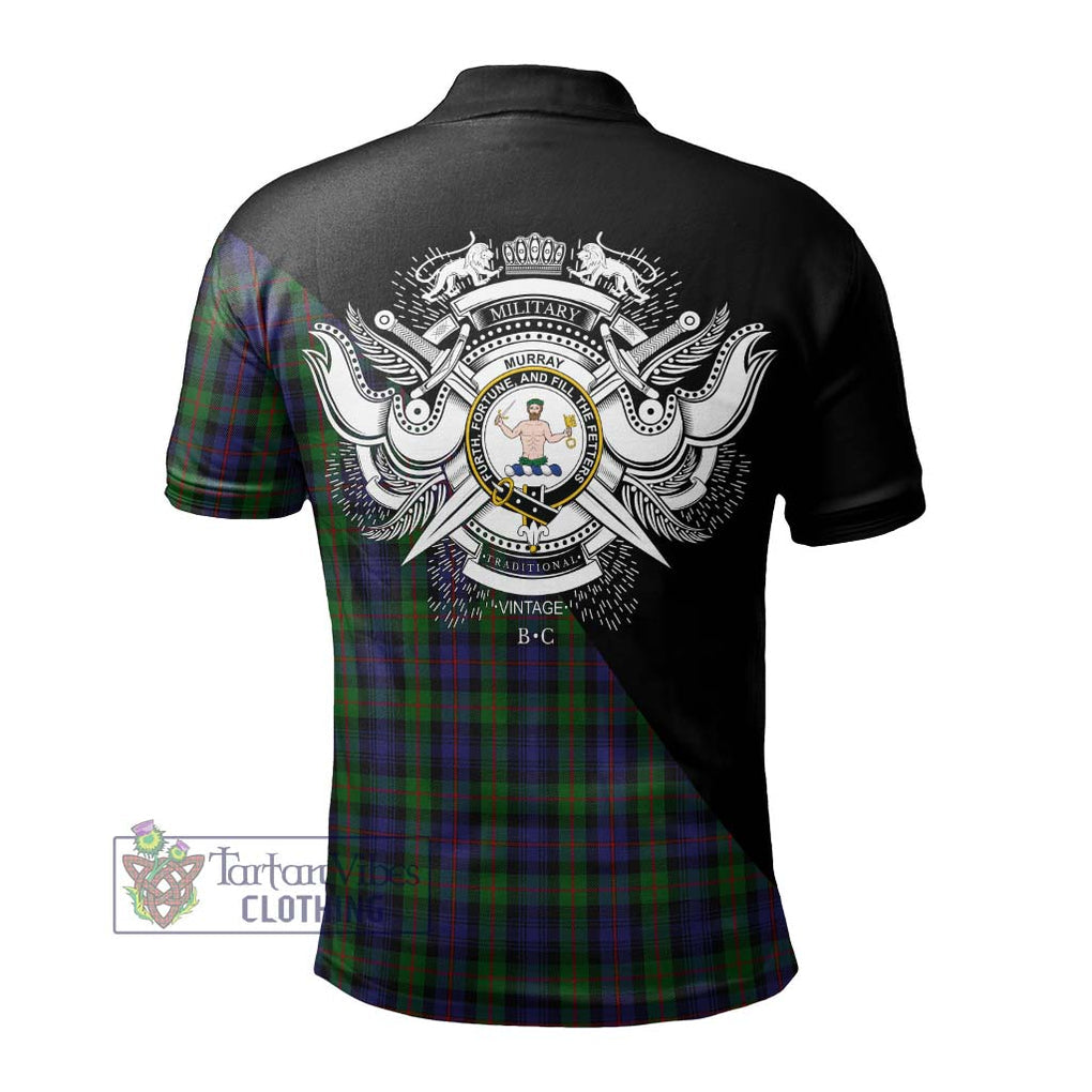 Murray Tartan Polo Shirt with Family Crest and Military Logo Style - Tartanvibesclothing Shop