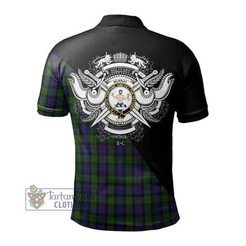 Murray Tartan Polo Shirt with Family Crest and Military Logo Style - Tartanvibesclothing Shop